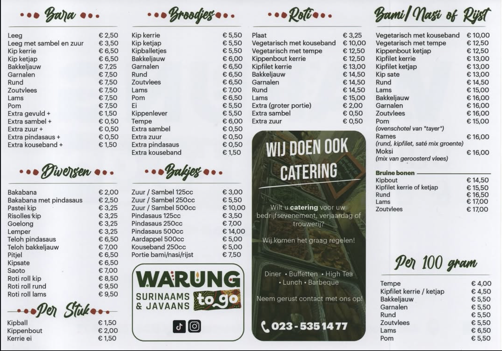 Volledige menukaart van WARUNG to go met prijzen